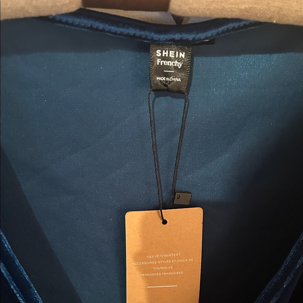 SHEIN Deep Blue Velvet Jumpsuit - Picture 3 of 8